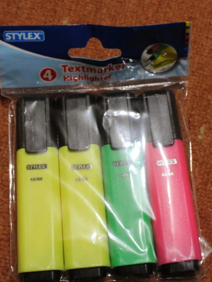 Textmarker Stylex OVP 4 Stück gelb grün pink - Bild 1 von 1