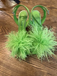 Gianni Bini Boa Feather Lime Green Heels - Bild 1 von 8