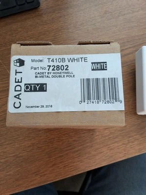 Cadet by Honeywell Mechanical Double Pole Thermostat T410B-W; New Open Box - Image 1 of 3