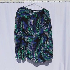 Blusa para mujer Liz Claiborne azul vikingo cachemir XL floral jersey tejido - Imagen 1 de 6