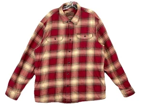 Orvis Men XXL Flannel Shirt Plaid Heavy Red Button Front Classic Fit Outdoors - Picture 1 of 14