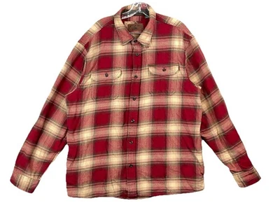 Orvis Men XXL Flannel Shirt Plaid Heavy Red Button Front Classic Fit Outdoors - Image 1 of 4
