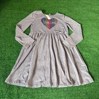 Vestido Estilo Libre Calce y Acampanado Manga Larga Cintura Elástica Gris Unicornio Talla 10 Foto 1 de 4