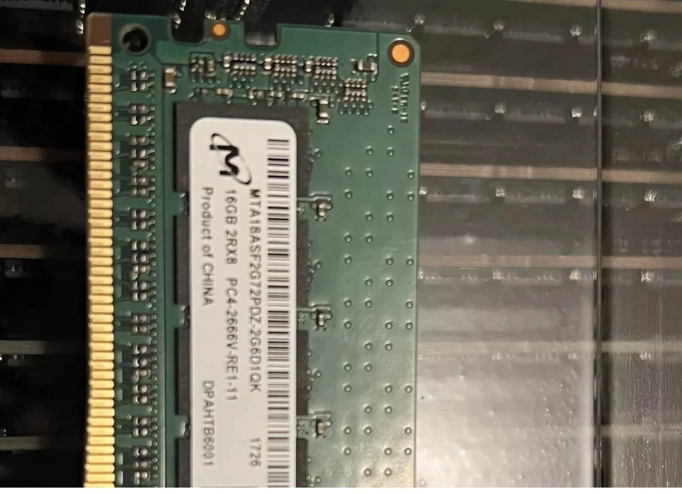Micron 16GB 2Rx8 PC4-2666V-R DDR4 Server RAM REG ECC - MTA18ASF2G72PDZ-2G6D1 - Image 1 of 1