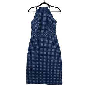 Abito Banana Republic blu Gingham Halter senza maniche carriera cocktail - Foto 1 di 5