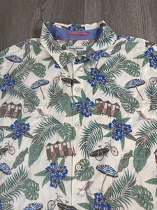 Tommy Bahama Hawaiian Shirt Mens 3XL Floral Surfboard Beach Bike Palms - Picture 1 of 9