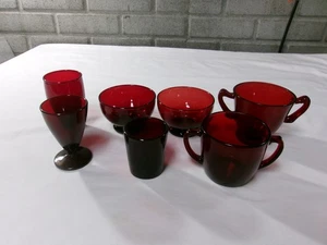 Lote de 7 de vidrio rojo rubí vintage - Imagen 1 de 9