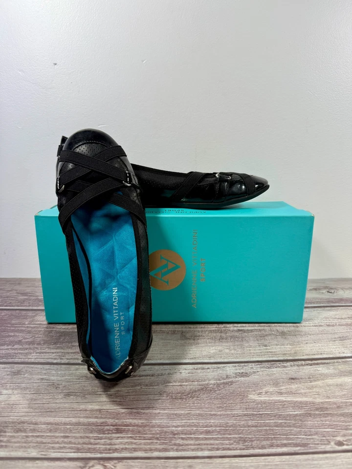 Zapatos deportivos Adrienne Vittadini para mujer 7,5 M informales sin cordones de ballet planos negros Foto 1 de 4