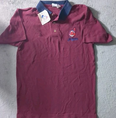 MLB Cleveland Indians Chief Wahoo Polo Shirt Mens S Small Printees Shirt NEW NWT - Image 1 of 4