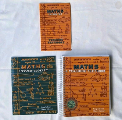 Teaching Textbooks MATH 5 CD-ROM Workbook Answer Booklet Sabouri Complete Set - Image 1 of 4