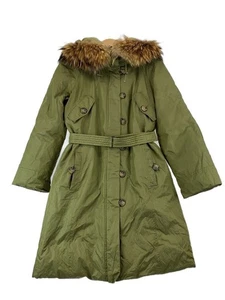 Max Mara Week End Line Other Coat Batting Military Waist Belt W Fur 38 KHK Used - Picture 1 of 7