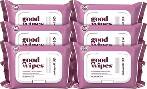 Flushable Aloe Butt Wipes Septic Safe - 360 Count Rosewater Wet Wipes - Picture 1 of 6
