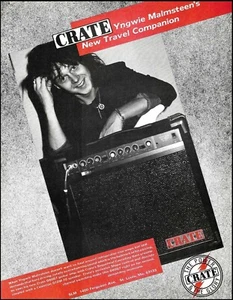 Amplificador de guitarra Yngwie Malmsteen Crate G60GT 1986 anuncio 8 x 11 b/con impresión de anuncio - Imagen 1 de 3