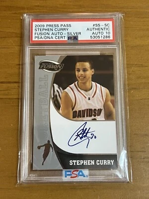 Stephen Curry PSA Auténtico Automático 10 2009 Press Pass Fusion Silver Rookie RC  Foto 1 de 4