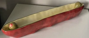 Bella Casa GANZ Large Olive Boat Tray Ceramic  Green and Yellow 16.5” x 2.5” x2” - Picture 1 of 6