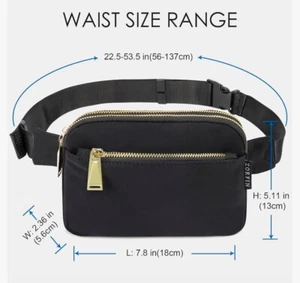 ZORFIN Fanny Pack for Unisex Crossbody Belt Bag with Adjustable Strap Black - Picture 1 of 14