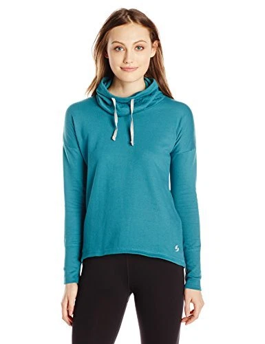 Womens Top Blouse Sweat Shirt Teal Small Long Sleeve Pullover