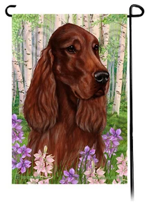 Spring Flowers Garden Flag - Irish Setter - Picture 1 of 1