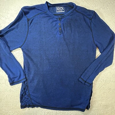 Buckle Black Henley Shirt Mens XXL Waffle Weave Thermal Blue Long Sleeve Lite - Image 1 of 4