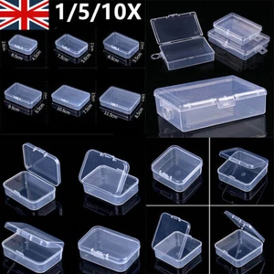 1/10x Clear Small Plastic Storage Box Boxes W/ Lids Office Stackable Rectangular - Picture 1 of 17