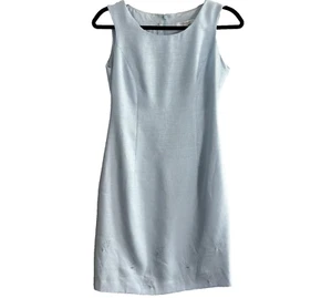TIFFANNY Women Sheath Dress Sz 4 Blue Sleeveless Career Office Classic 16-8 - Picture 1 of 11