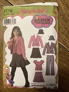 Simplicity 4518 Lizzie McGuire Niñas Tallas 8-16 Chaqueta Sombrero Top Falda Sin Cortar - Imagen 1 de 3