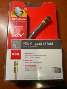 RCA 6 Ft. Gray Digital Plus Quad RG6 Coaxial Cable DH6QCE RCA DH6QCE - Picture 1 of 2