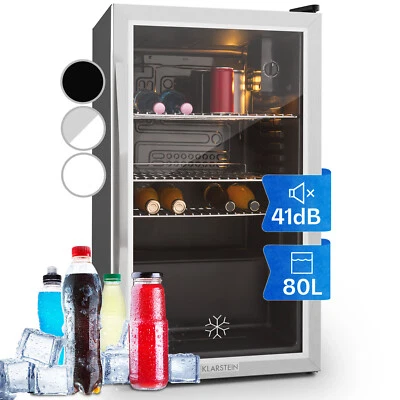 Kühlschrank Minibar Getränkekühlschrank Silber G Edelstahl Glasstür 80L - Bild 1 von 4