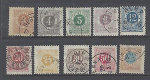 SWEDEN 1872 NUMERALS PERF 14 SET OF 10 USED SG16/26 - Picture 1 of 2