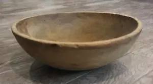 Antike primitive alte Bauernhof gedrechselte Lippen Holz Teig Schüssel groß 19" x 6 1/2" - Bild 1 von 10