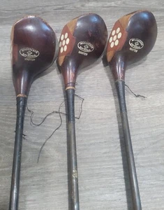 Antique Vintage Macgregor Master Fancy Face Golf Club Set Driver Brassie Spoon - Picture 1 of 17