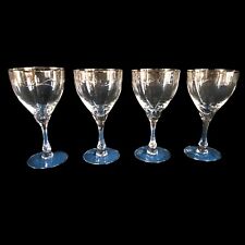 Fostoria Etched Wine Glasses Platinum Rim Set of 4 Love Song Pattern
