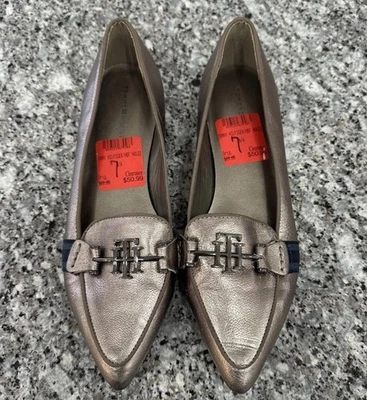 Туфли Tommy Hilfiger Tomina бронзовые мокасины с плоским заостренным носком без шнуровки размер 7 - Изображение 1 из 4