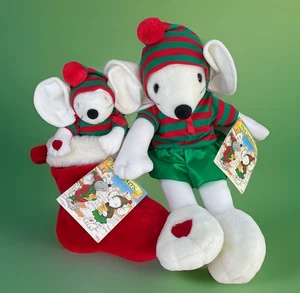Juego de 2 medias de peluche vintage de ratón de Navidad de The Carolers 16 canciones - Imagen 1 de 11