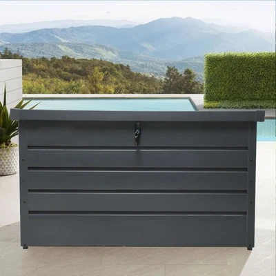 Garden Cushion Tool Storage Chest Outdoor Deck Store Box Galvanized Steel Sheds - Image 1 of 4