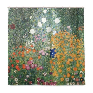 Bathroom Shower Curtain Set Gustav Klimt Flower Garden Shower Curtain with Gr... - Picture 1 of 5
