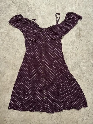 Vestido de hombro American Eagle para mujer talla 0 rojo a lunares Foto 1 de 4