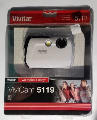 Vivitar Vivicam 5119 5.1 Mega Pixels Compact Digital Camera White Factory Sealed - Image 1 of 3