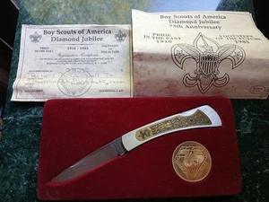 Vintage Schrade  Boy Scouts of A  Diamond Jubilee Limited Ed.  knife 1910-1985 - Picture 1 of 12