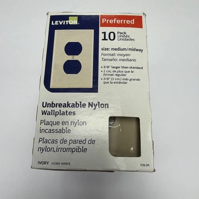 10 placas de pared grandes irrompibles para receptáculo Leviton marfil cubiertas de salida PJ8-I Foto 1 de 4