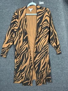 Terra & Sky Women's Plus Size Printed Open Cardigan Womens 1X Camo Coffee Zebra - Picture 1 of 8