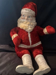 "Muñeca de Papá Noel estilo Rushton vintage rara con cara de celuloide de plástico 26""" - Imagen 1 de 12