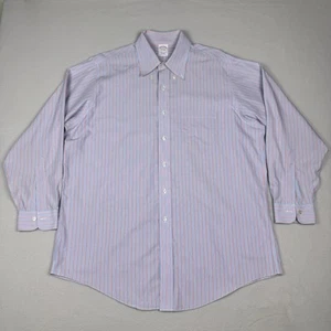 Brooks Brothers Dress Shirt Men's 17-34 Stripes Blue Pink Button Down - Picture 1 of 8