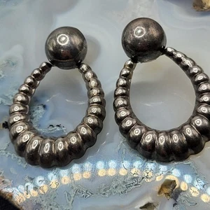Überbackene Kugel Creolen aufklappbar Sterling Silber 925 Mexiko Hänger Statement - Bild 1 von 8