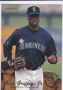 Ken Griffey Jr. 1995 Fleer GLATTLEDER 3 von 10 EINSTECKKARTE $$ SEATTLE MARINER - Bild 1 von 2
