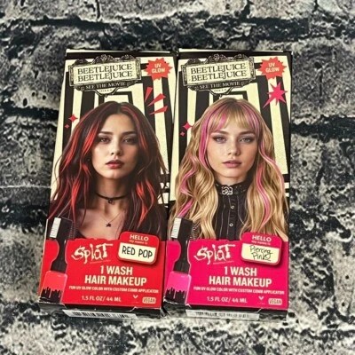 Maquillaje para el cabello Beetlejuice SPLAT UV brillo PIERCING ROSA Y ROJO POP 1 cada uno Foto 1 de 4