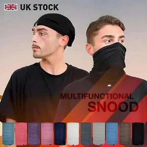 Cotton Blend Plain Jersey Soft Multifunctional Neck Warmer Gaiter Headwear Snood - Picture 1 of 44