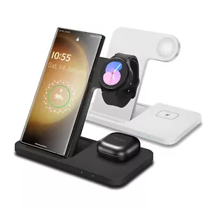 3in1 Wireless Charger Dock Station For Samsung S23 Galaxy Watch 4 Classic Buds2 - Picture 1 of 29