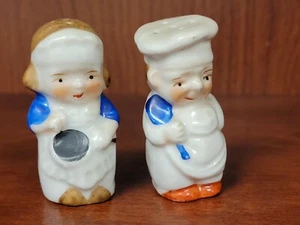 Vintage Salz Pfefferstreuer Koch Kochen Paar 2,5" handbemalt Porzellan Japan - Bild 1 von 11