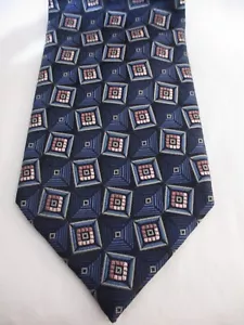 ERMENEGILDO ZEGNA / ITALIA===ESTAMPADO CUADRADO AZUL MARINO Y MEDIO==CORBATA CUELLO SEDA - Imagen 1 de 2
